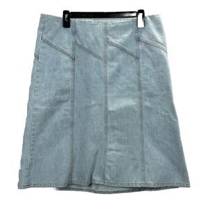 Mexx Denim Skirt 14 A-Line Short Back Zip Asymmetrical Detail Light Wash Cotton